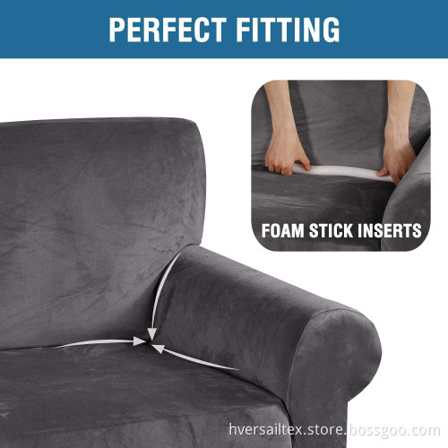 Rich Velvet Sofa Cover for 1/2/3 Cushion Couch